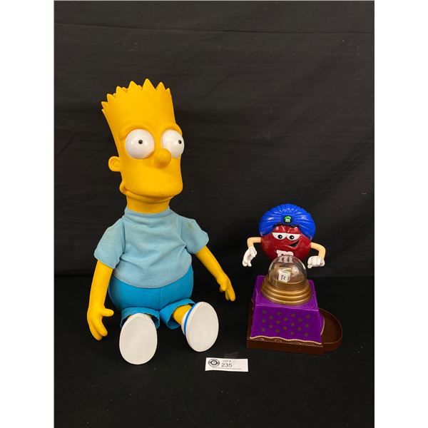 1990 Bart Simpson & M&M Pop Dice Fortune Teller Candy Dispenser