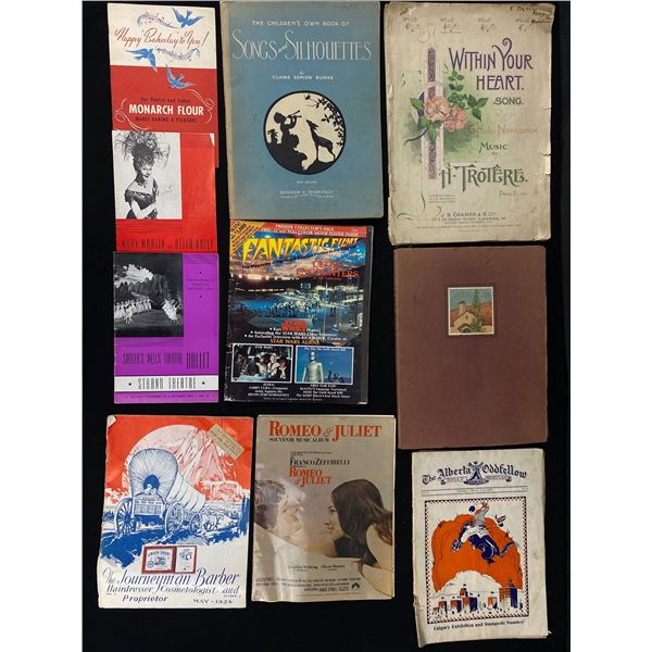 Misc Vintage Souvenir  Pamphlets, Music, Events, Plays Etc