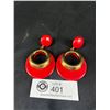 Image 1 : Pair Of 1970's Retro Red Earrings (Large Size)