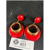 Image 2 : Pair Of 1970's Retro Red Earrings (Large Size)