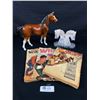 Image 1 : 1930s and 40s Western Story Magazines Plus Marble Horse Book Ends and Made in Japan Ciramec Horse