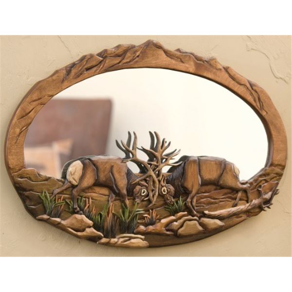 Elk Ridge Wood Carved Wall Mirror