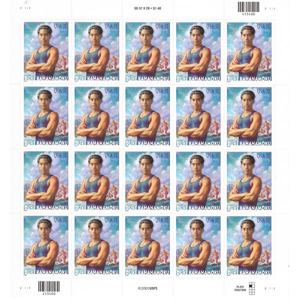 Duke Kahanamoku USA Stamp Sheet