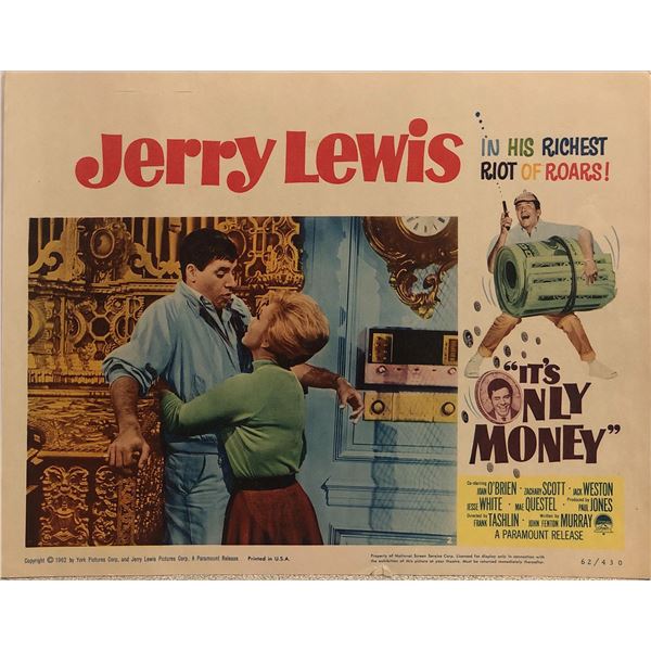 Jerry Lewis It's Only Money original 1962 vintage lobby card