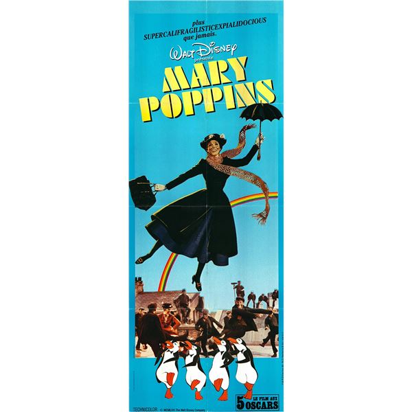 Mary Poppins original 1964 vintage French Door Panel Poster