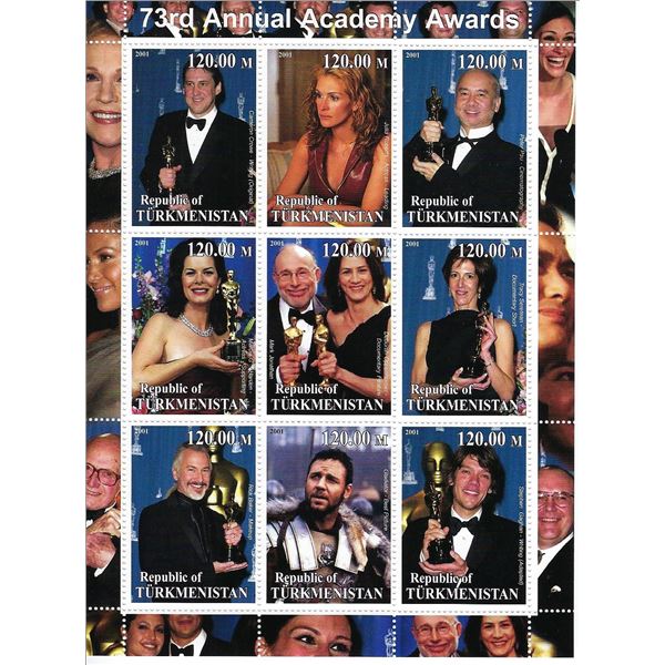 73rd Annual Academy Awards - Turkmenistan - Cinderella Stamp Set