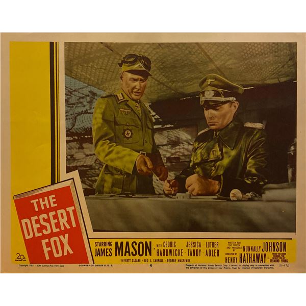 The Desert Fox 1951 original vintage lobby card