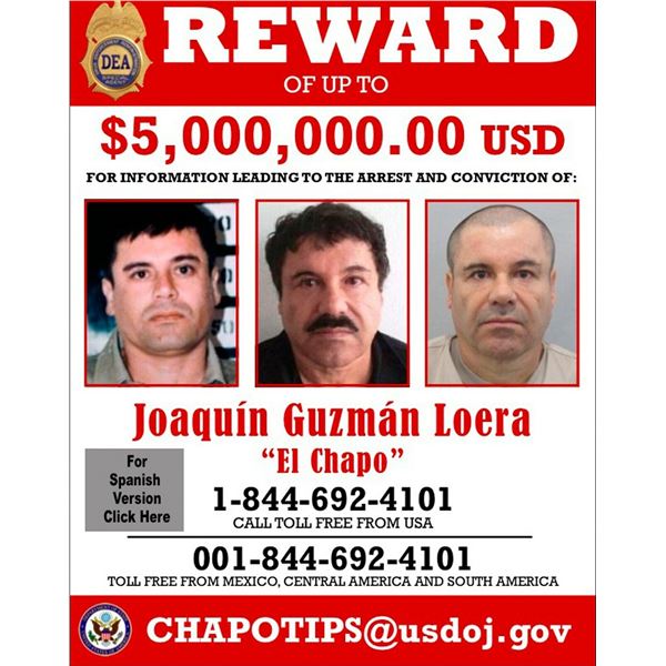 El Chapo Wanted Poster Reprint
