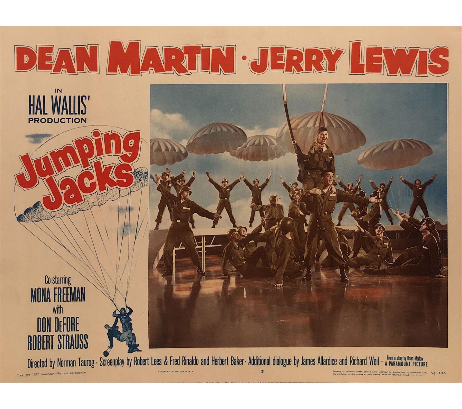 Jumping Jacks Martin & Lewis original 1952 vintage lobby card