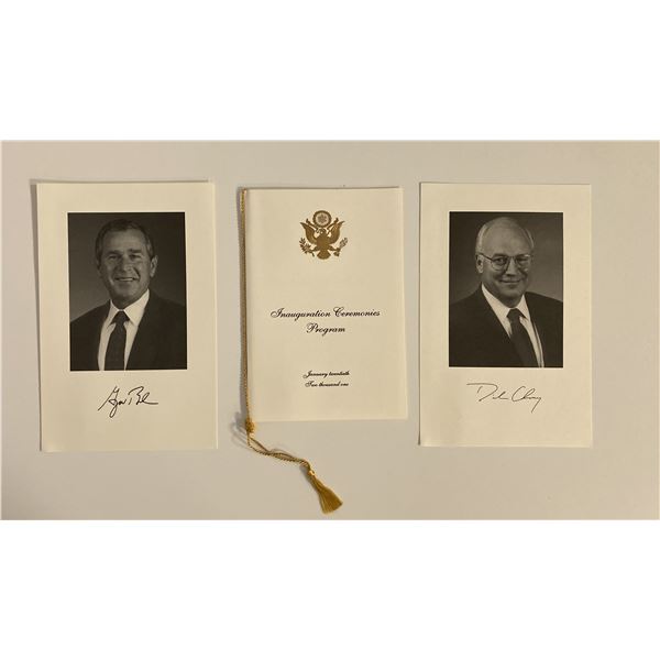 Bush, Cheney 2001 Inauguration program and facsimile signed photo