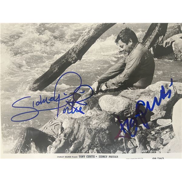 Tony Curtis, Sidney Poitier signed movie photo