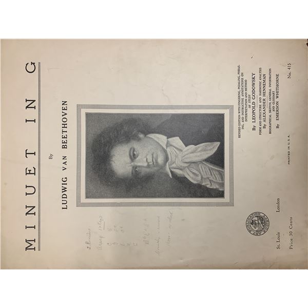 Beethoven Minuet In G unsigned sheet music