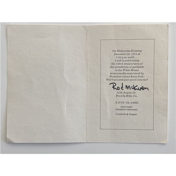 Poet Rod McKuen signed card