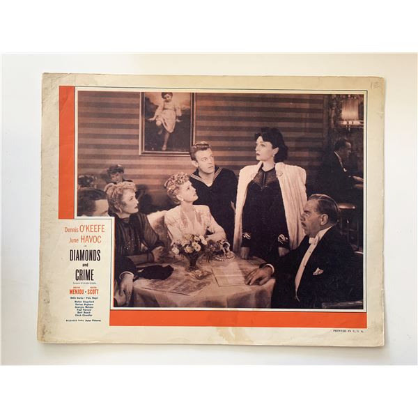 Diamonds and Crime original 1943 vintage lobby card