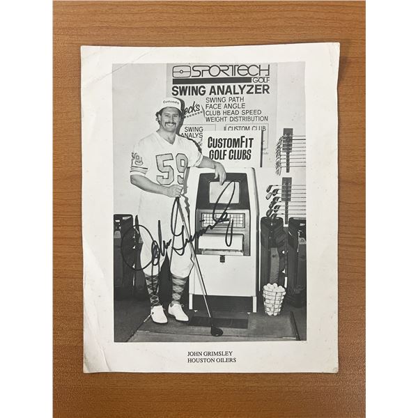 Houston Oilers John Grimsley signed photo