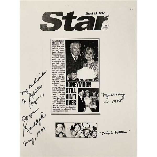 Joyce Randolph signed paper