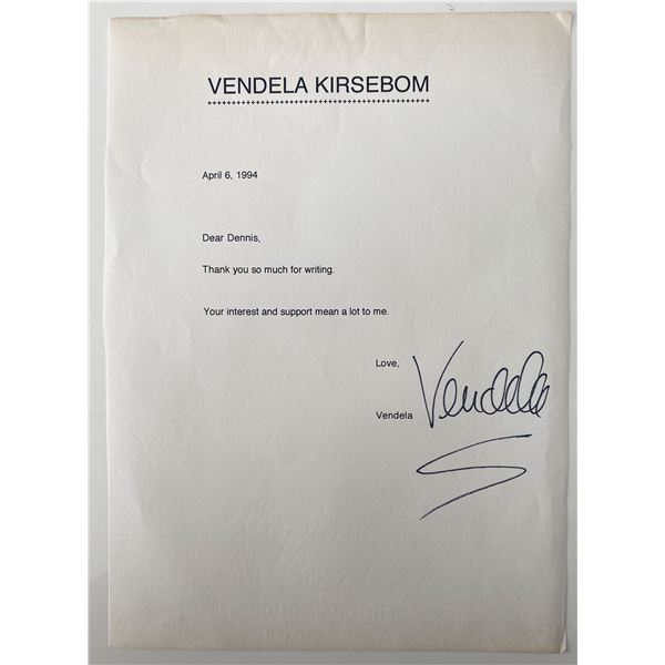 Vendela Kirsebom signed letter