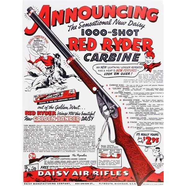 Daisy Air Rifles Red Ryder Carbine vintage poster