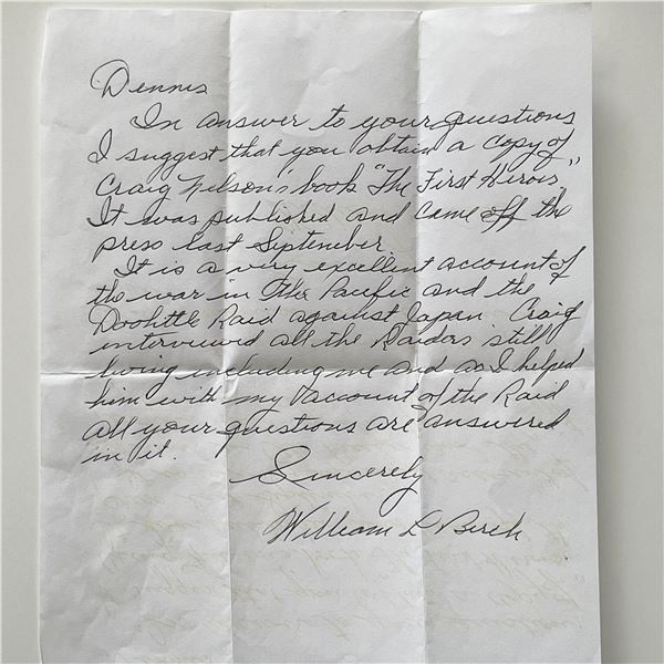 WWII USAAF 2nd Lt. William Birch signed letter