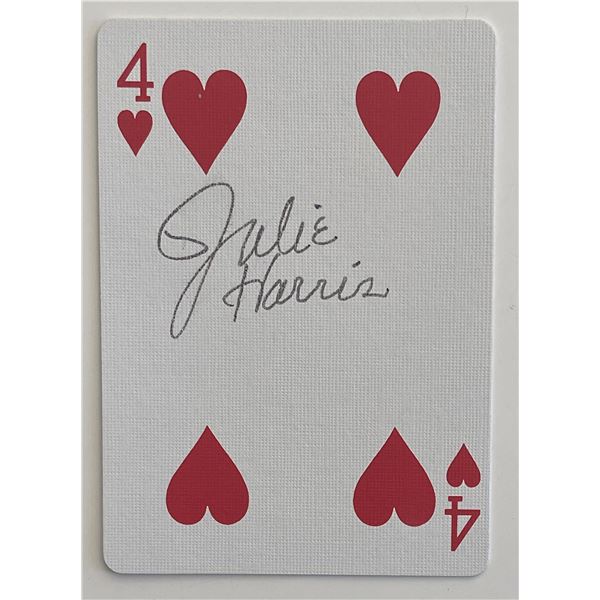 Julie Harris signed playing card