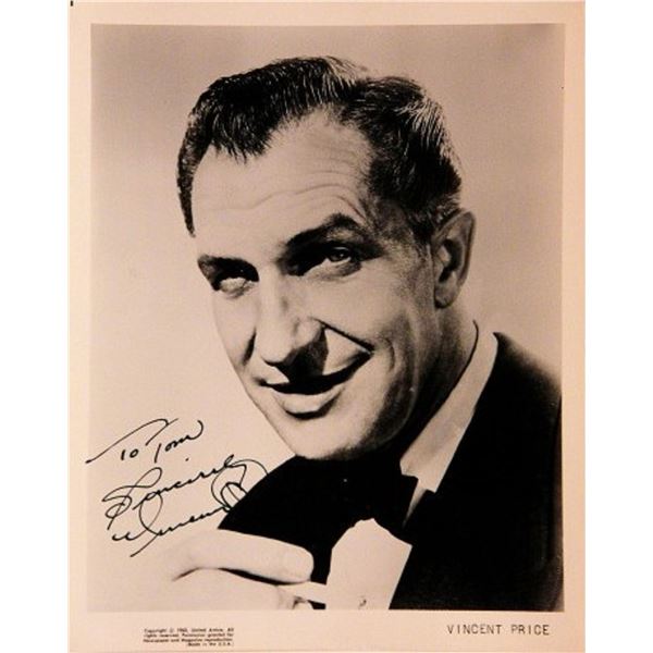 Vincent Price signed portrait photo