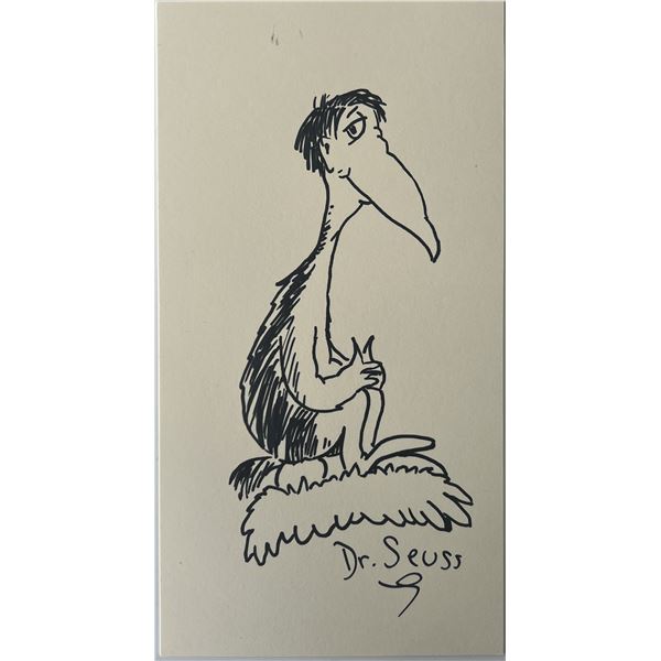 Dr. Seuss hand drawn and signed sketch