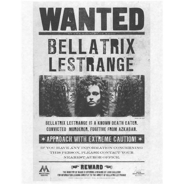 Harry Potter Bellatrix Lestrange Wanted Prop Print