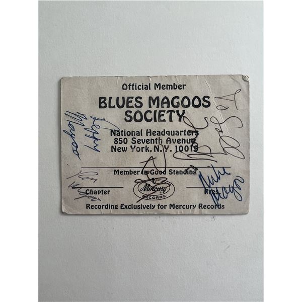 Blues Magoos signed fan club card