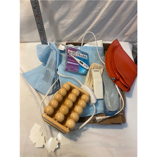 Heath and massage items, heat pad etc