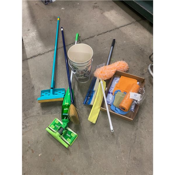 Cleaning items and waste cans