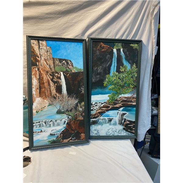 2 waterfall wall hangings