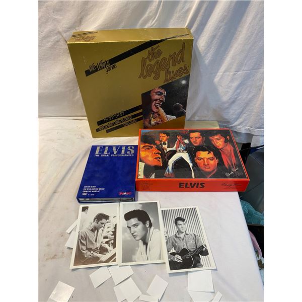 Elvis dvds, puzzle and game, postcards