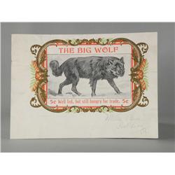 The Big Wolf Embossed Gold Cigar Box Label