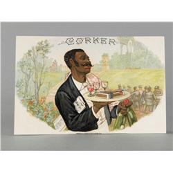 Corker Cigar Box Label. Black Americana image