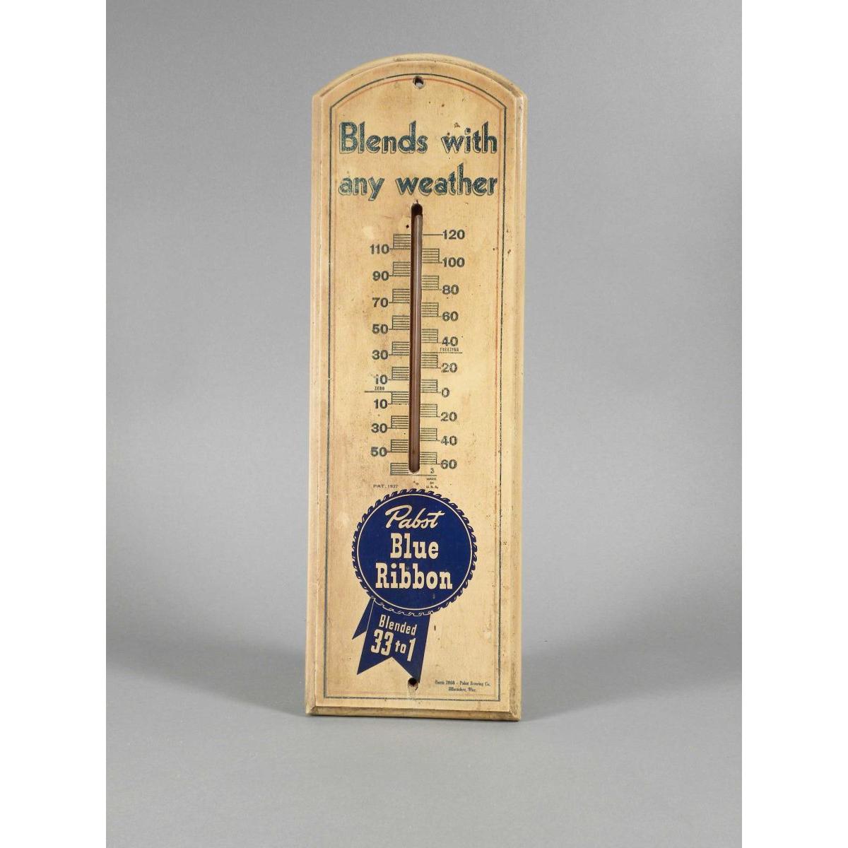 1937 Pabst Blue Ribbon Beer Wood Thermometer