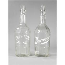 Lot of two Enamel Label Whiskey Bottles