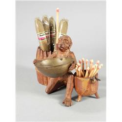 Figural Cigar/Match Holder w/spent match tray