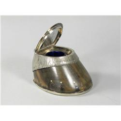 Horse Hoof Ink Well w/silver plated trim
