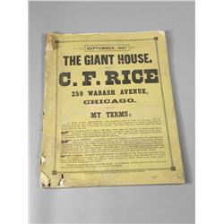 1887 Catalog for C. F. Rice "The Giant House" 