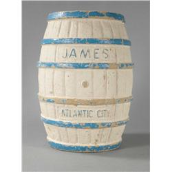 Paper mache advertising display barrel 