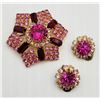 Image 1 : SET! VTG GOLD TONED FLOWER PINK & RUBY RED