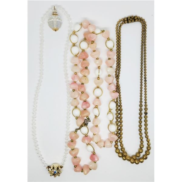 3-VINTAGE STERLING BEADED NECKLACES: (1)