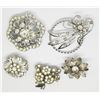 Image 1 : 5-VINTAGE SILVER TONED RHINESTONE BROOCHES