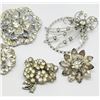 Image 2 : 5-VINTAGE SILVER TONED RHINESTONE BROOCHES