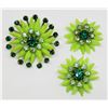 Image 1 : SET! GOLD TONED ELECTRIC GREEN BROOCH WITH