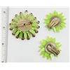 Image 2 : SET! GOLD TONED ELECTRIC GREEN BROOCH WITH