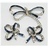 Image 1 : SET! VTG BOUCHER SILVER TONED BOW RHINESTONE
