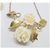 Image 2 : VINTAGE 12K GF CARVED BONE ROSE JEWELRY SET: