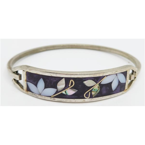 ALPACA MEXICO HINGED BANGLE WITH PURPLE