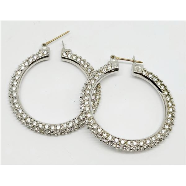 SWAROVSKI PAIR OF PIERCED HOOPED EARRINGS